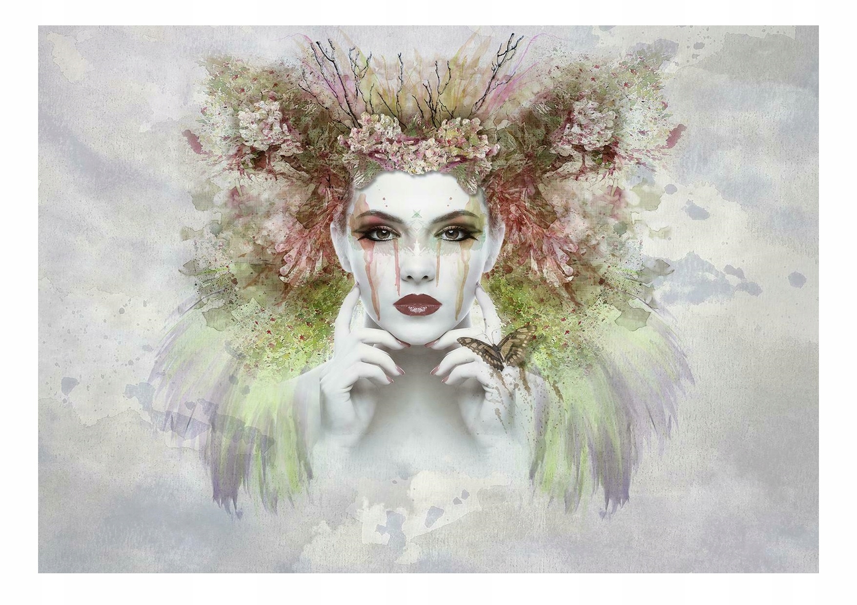 Fototapeta Květiny Žena Beton Imitace 312x219