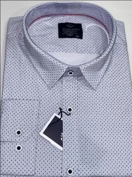 Derby pánská košile popelavá melírovaná tečka regular délka rukou 7XL 51/52 DRB-8006