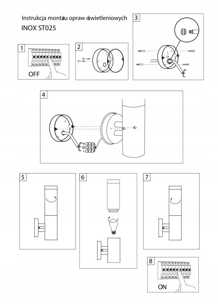 Kinkiet zewnętrzny Inox ST 025 Suma Zasilanie sieciowe