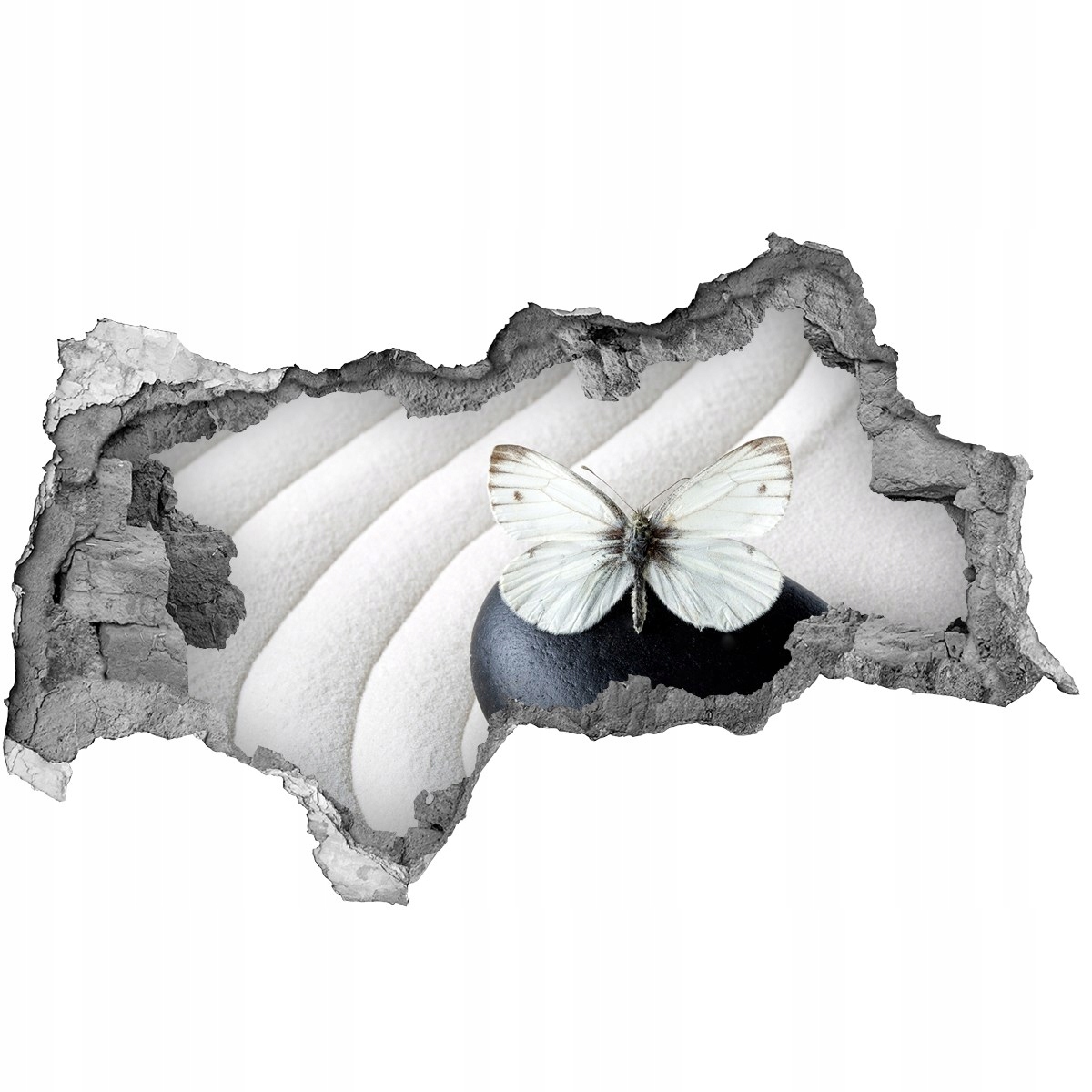 

Dziura 3d fototapeta Naklejka Kamień zen i motyl