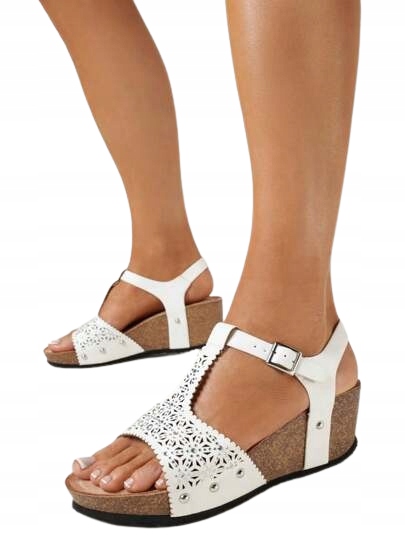 Shein Bílé Kotníkové Sandály S Ažurovým Vzorem 37 1HA