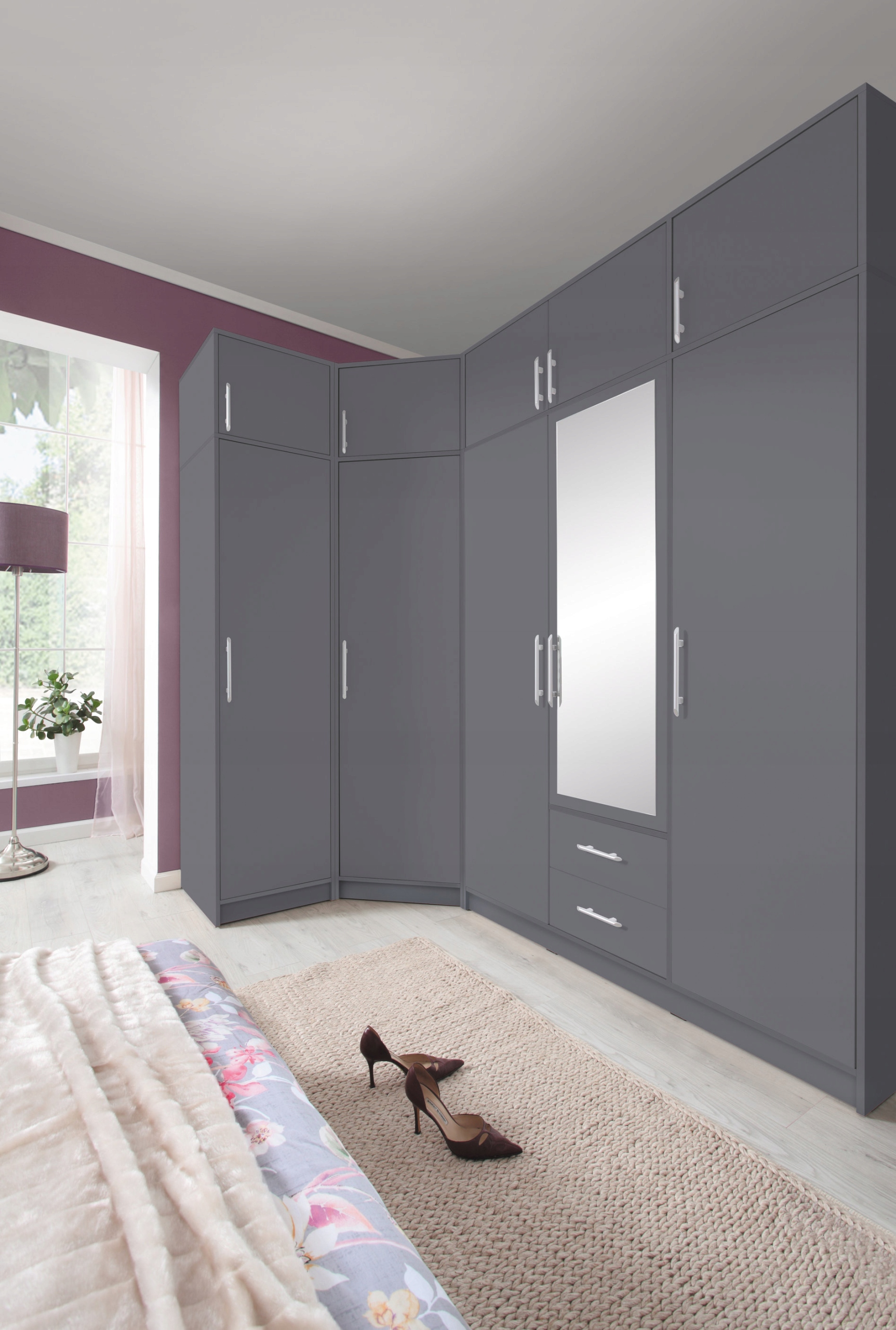 Szafa DUŻA garderoba sypialnia biały dąb SMART SR1 Typ drzwi Uchylne