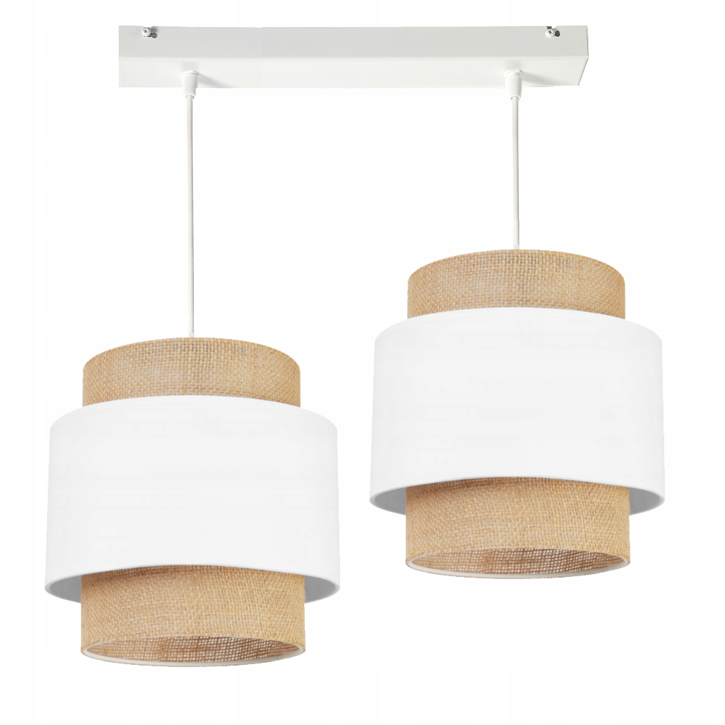 Závěsná lampa Boho Juta Rattan 2xE27 Led Edison Bílá