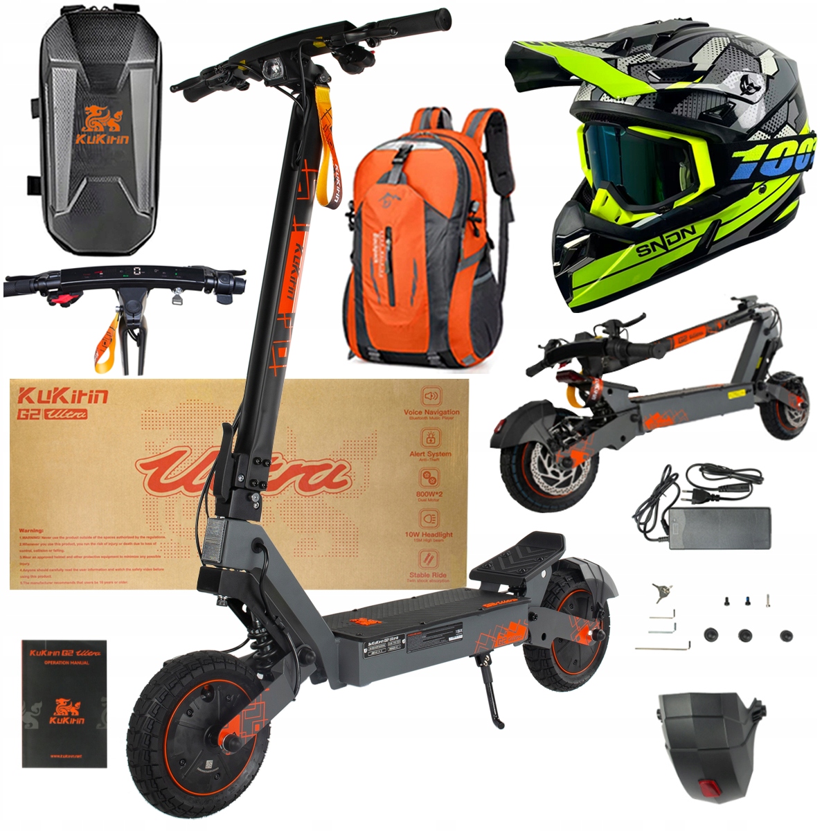 Kukirin G2 Ultra elektrické vozidlo 2000W 55km/h 55KM 48V18Ah 10" dárky