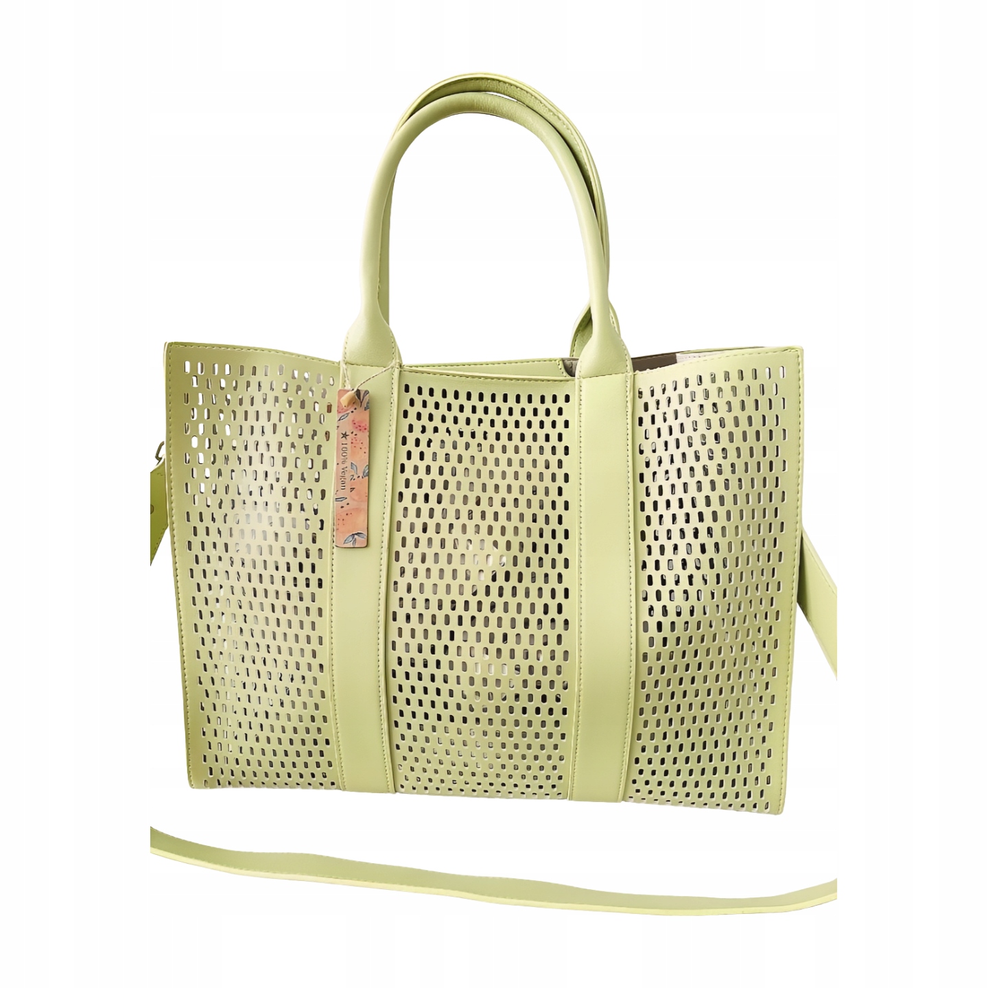 Mandoline zelená ažurová shopper kabelka