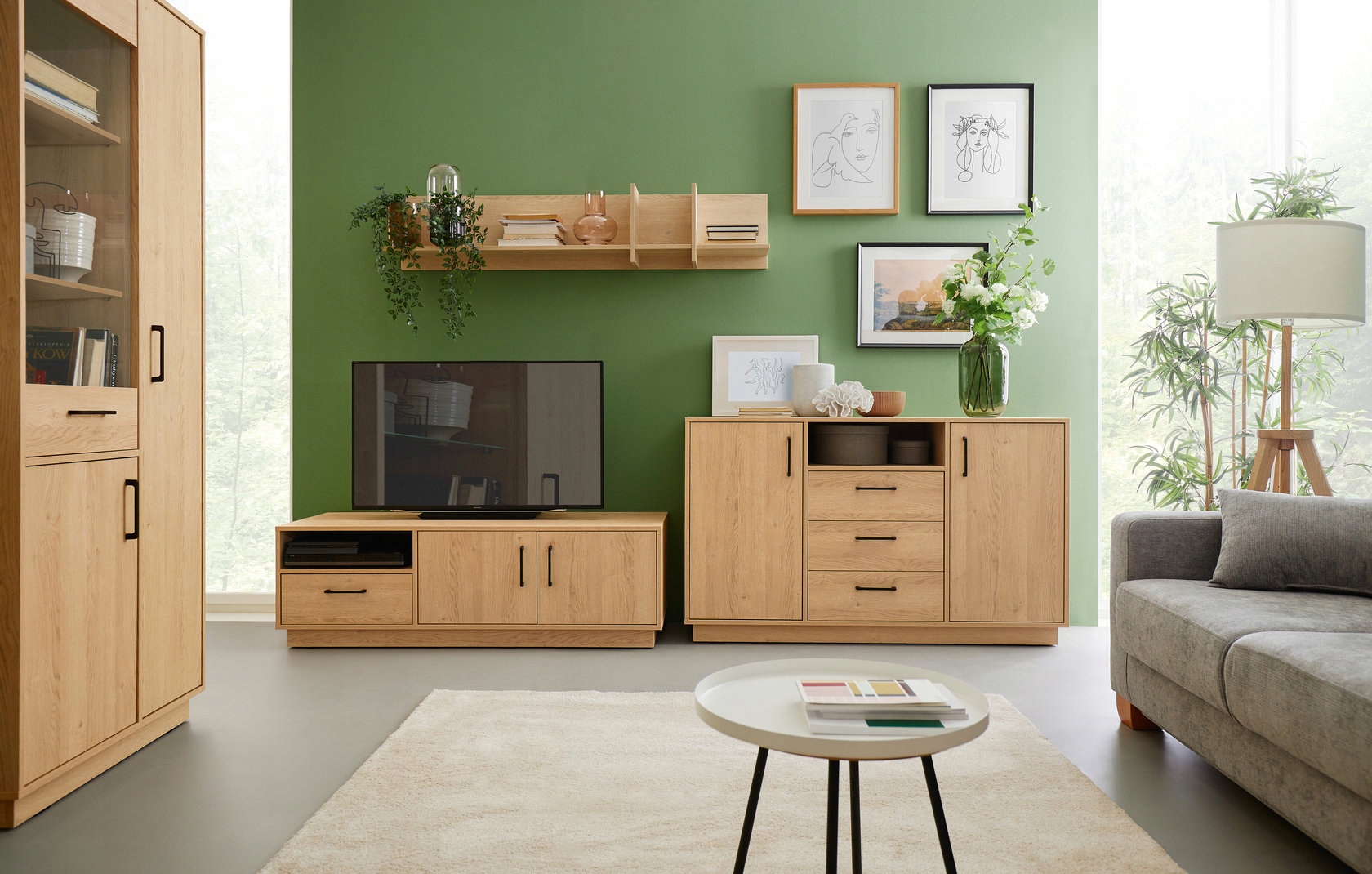 Półka 150 cm nad komodę do salonu tv SANTIAGO 12 Głębokość mebla 25 cm