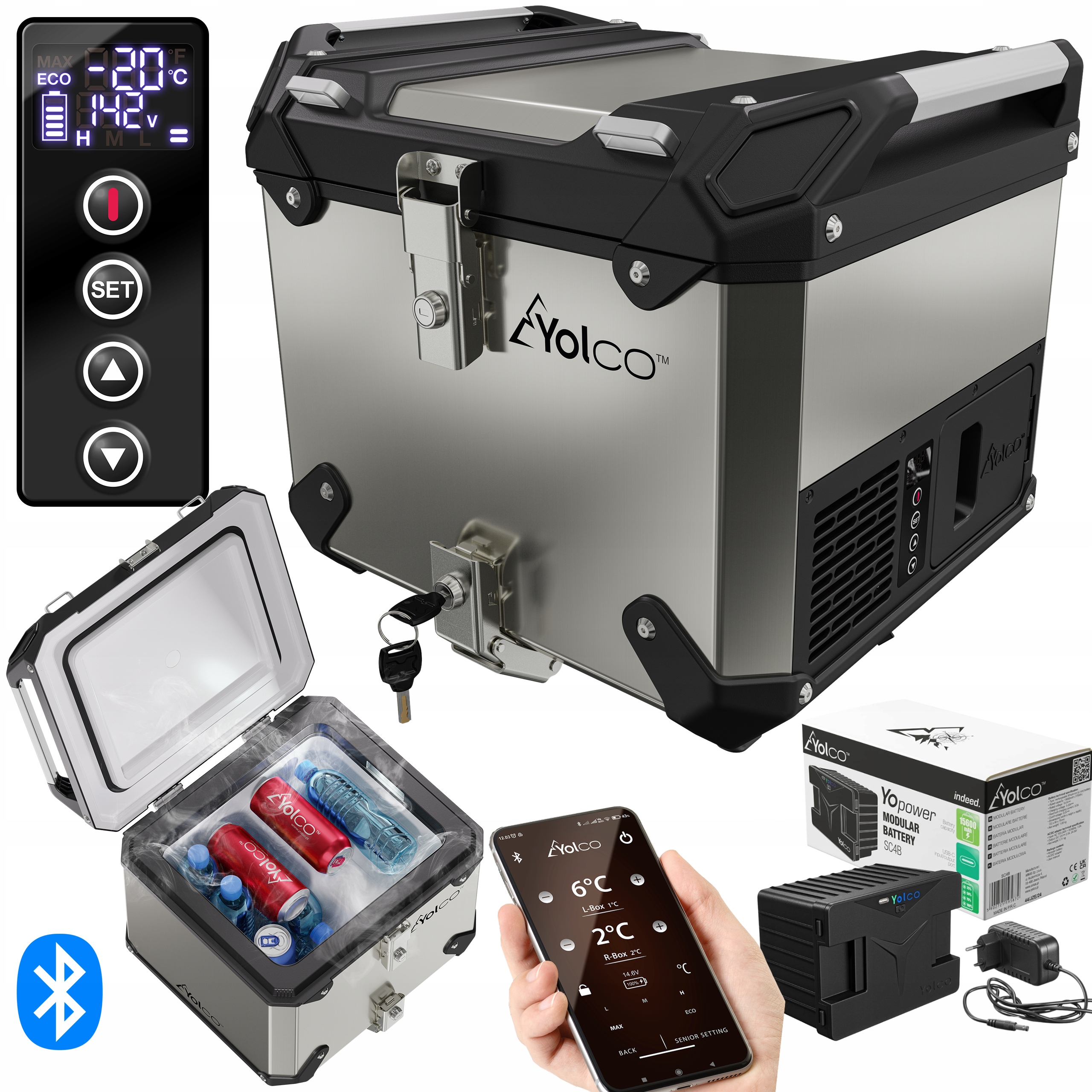 Lodówka Motocyklowa Kompresorowa Yolco Bateria MCX17 Silver 17l Topcase