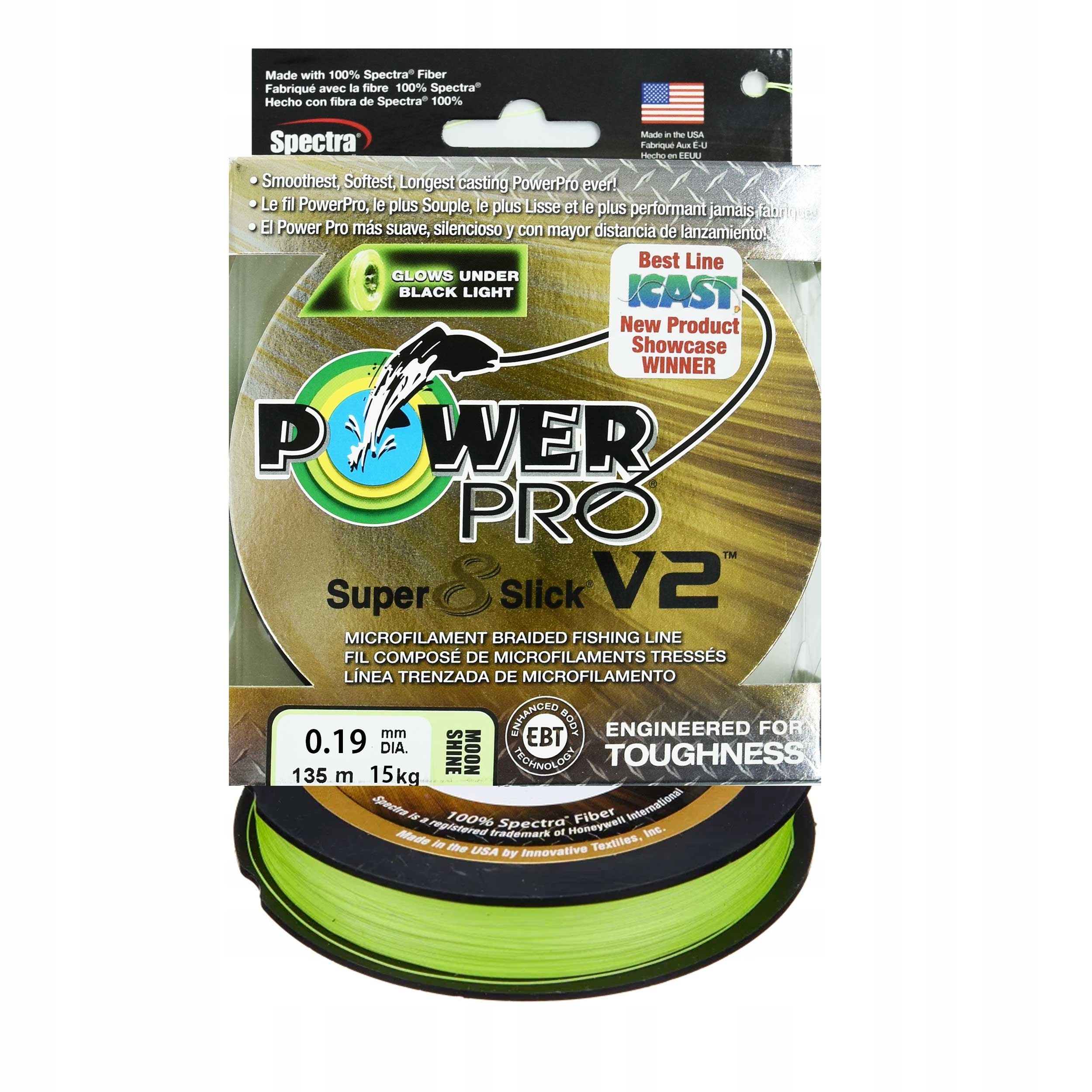 Plecionka Power Pro 8 Slick Moon Shine 0.19mm 135m 15kg śliska 1szt.