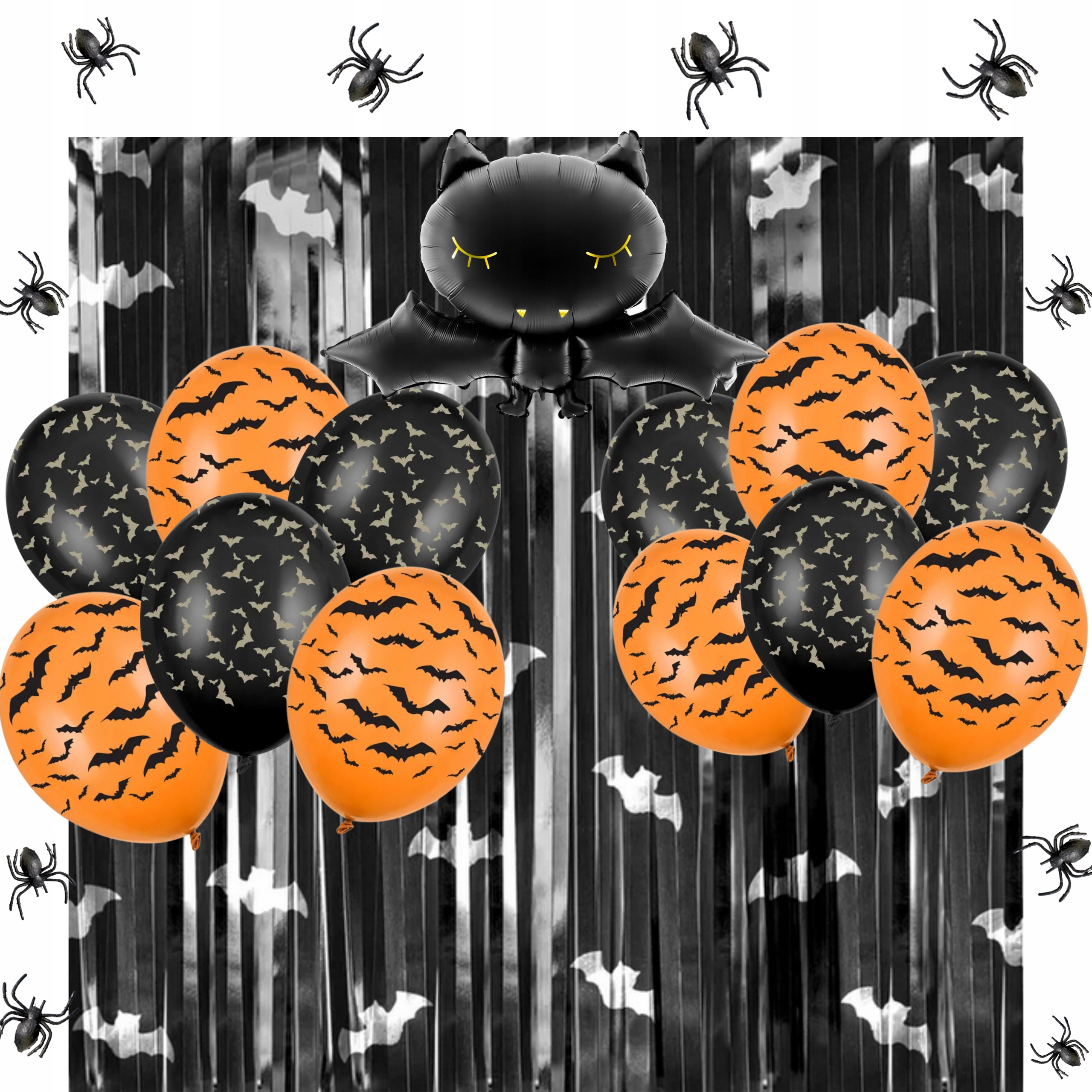 Sada na Halloween Balóny Závěs Pavouci Netopýři Stěna Dekorace