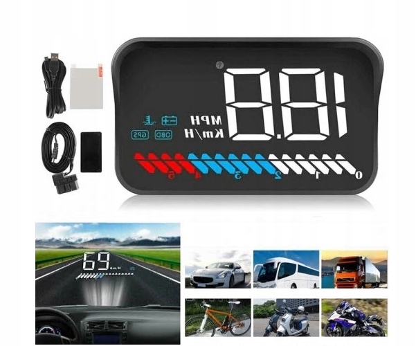 WYŚWIETLACZ SAMOCHODOWY HUD M7 OBD2 GPS NA SZYBĘ