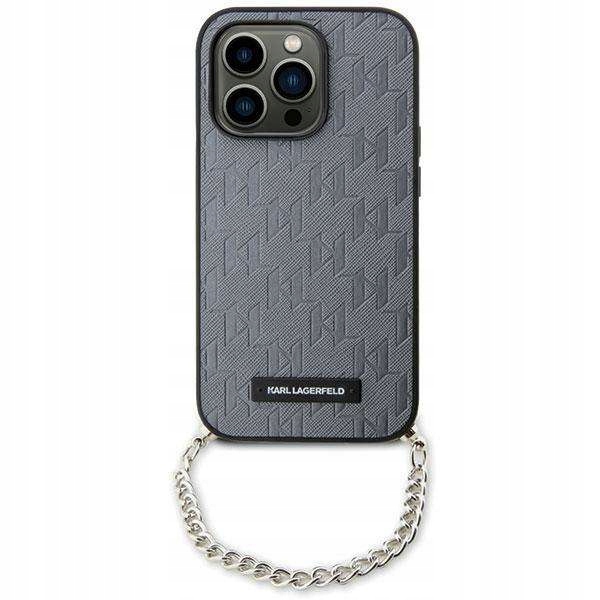 Zadní Kryt Karl Lagerfeld pro Apple iPhone 14 Saffiano Monogram Chain šedý
