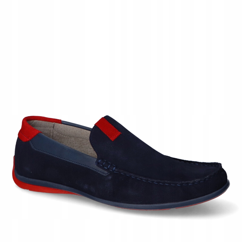 Mokasíny Pan 1629 Granátové/Červený semiš 42