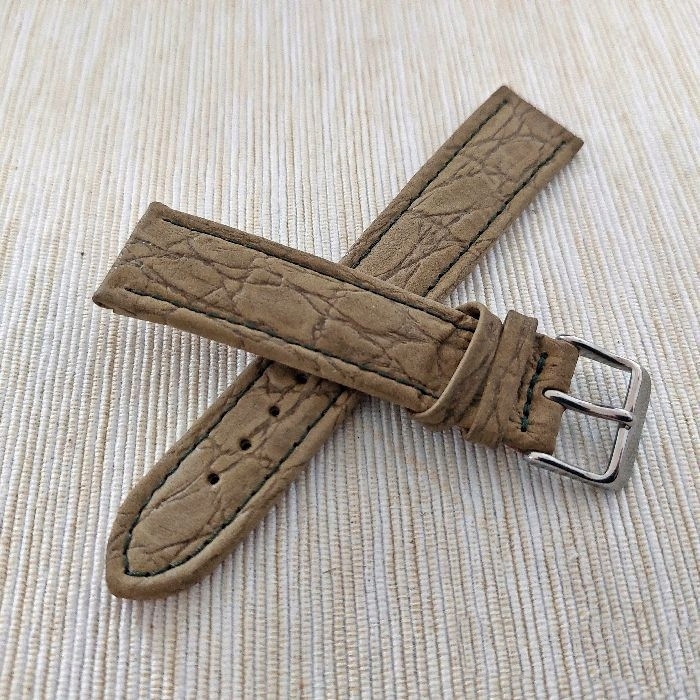 Pasek Do Damskiego Męskiego Zegarka Naturalna Skóra 20 MM Khaki Oliwkowy