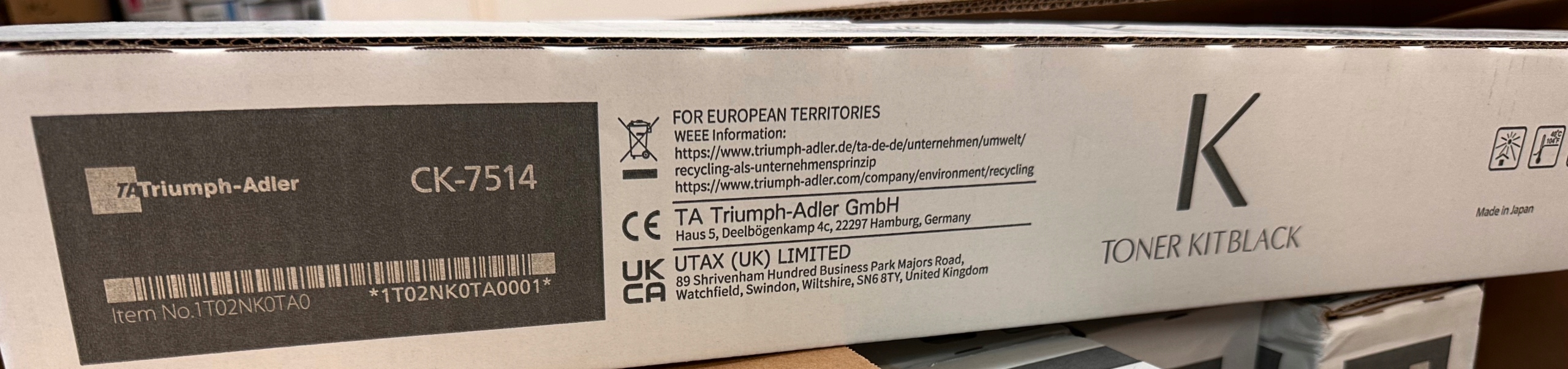 Toner Utax CK-7514 Originál pro Utax 4056i, 5056i, 5057i, 6056i, 6057i