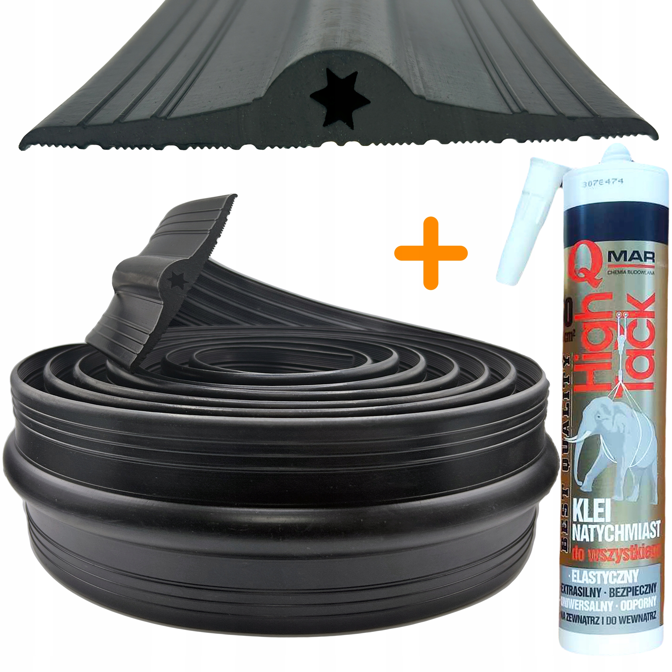 USZCZELKA GARAŻOWA PRÓG DO BRAMY 85x12 mm - 0,5M +KLEJ PROGOWA B-998CIEPŁY