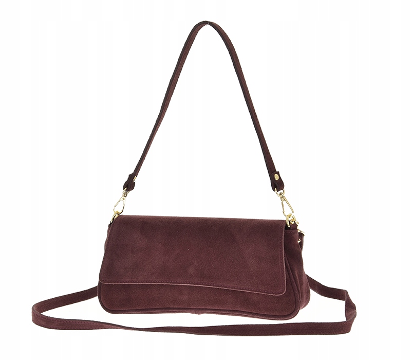 Taška Italská kožená semišová bordová kabelka přes rameno přírodní kůže