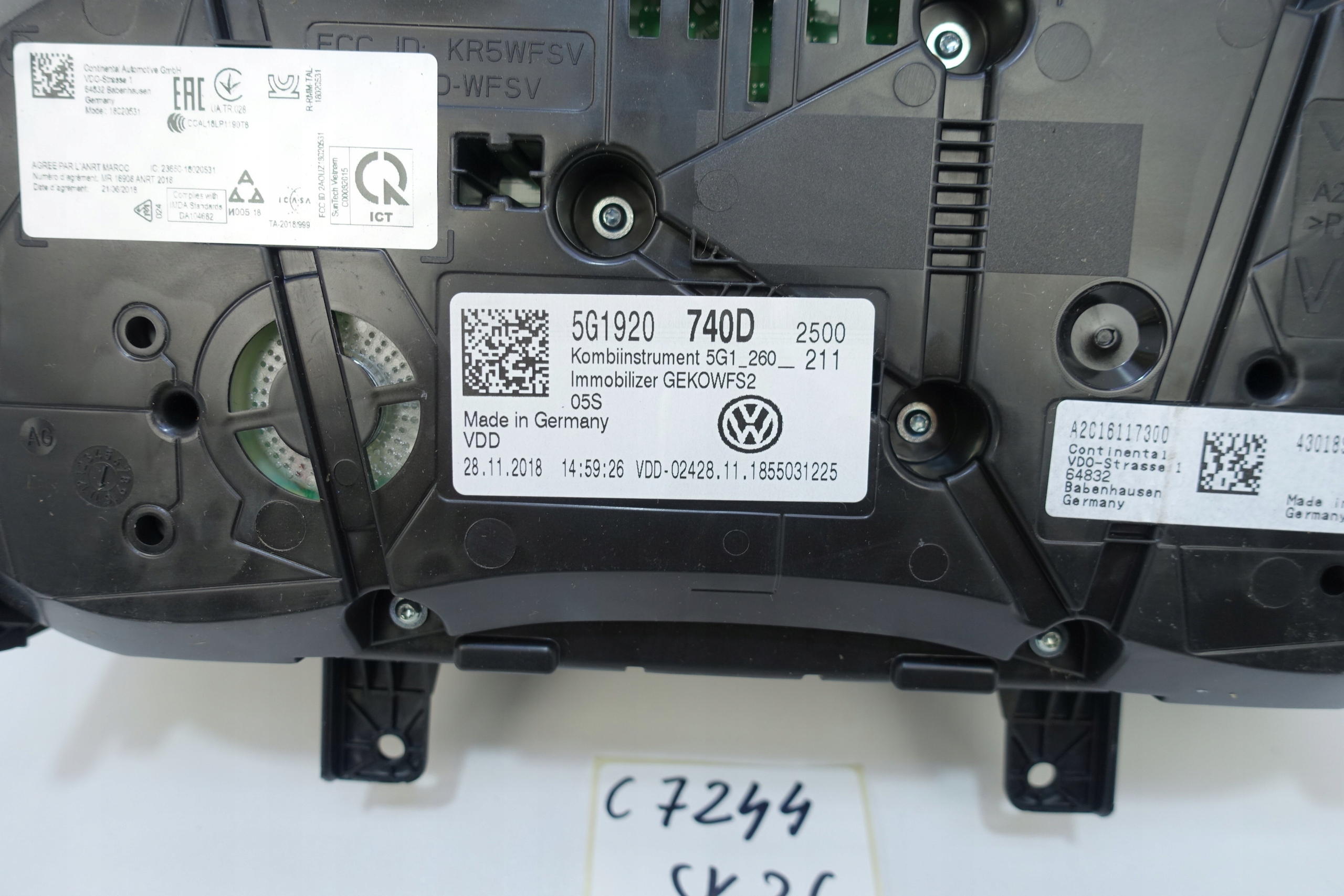 dials dials VW GOLF VII 7 5G 53870KM 5G1920740D