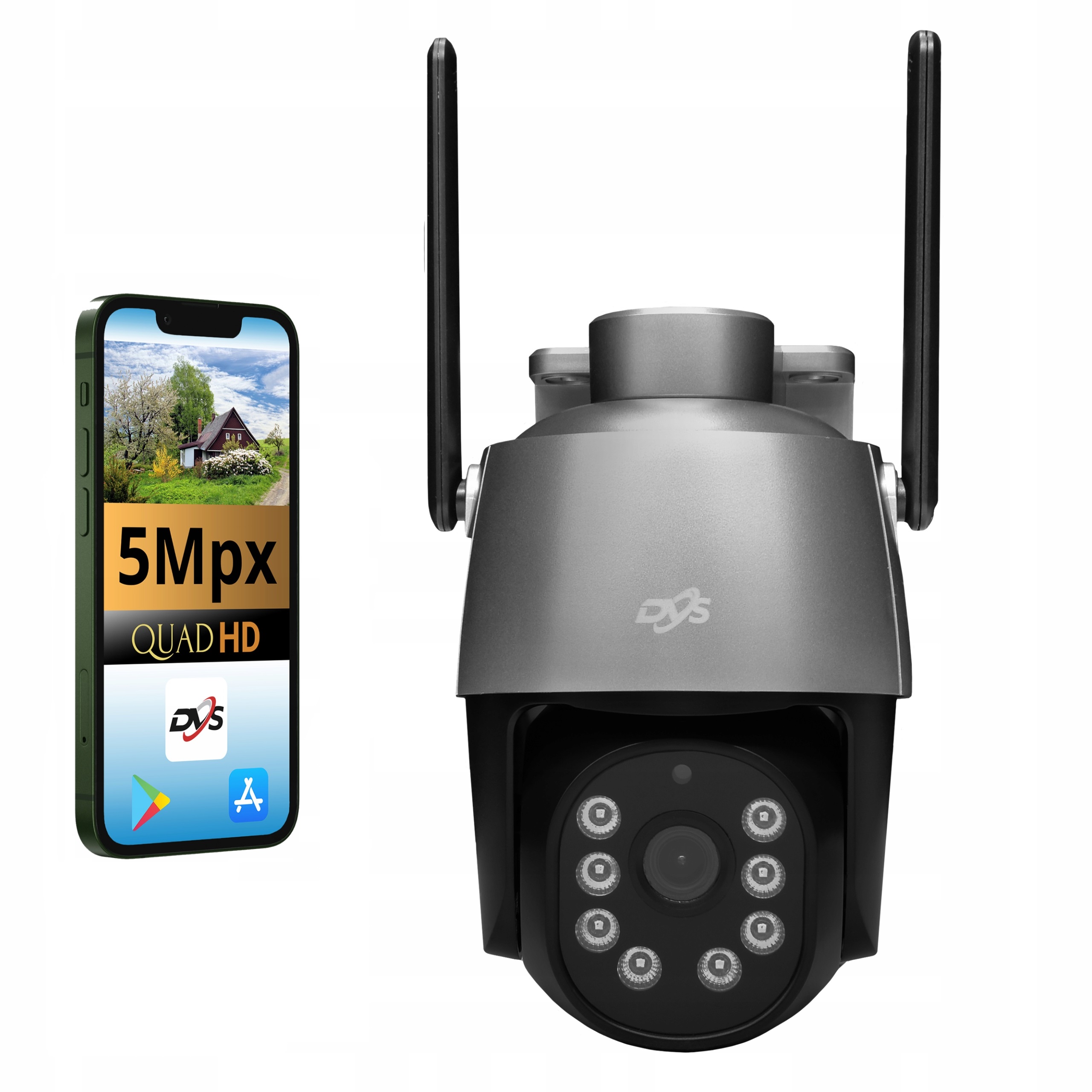 Otočná venkovní kamera 360° Ip WiFi s Detekcí Pohybu 5Mpx 2K Audio Dvs