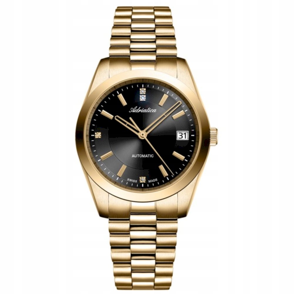 Dámské hodinky Adriatica A3802.1116AD zlato-černé automatické Swiss Made