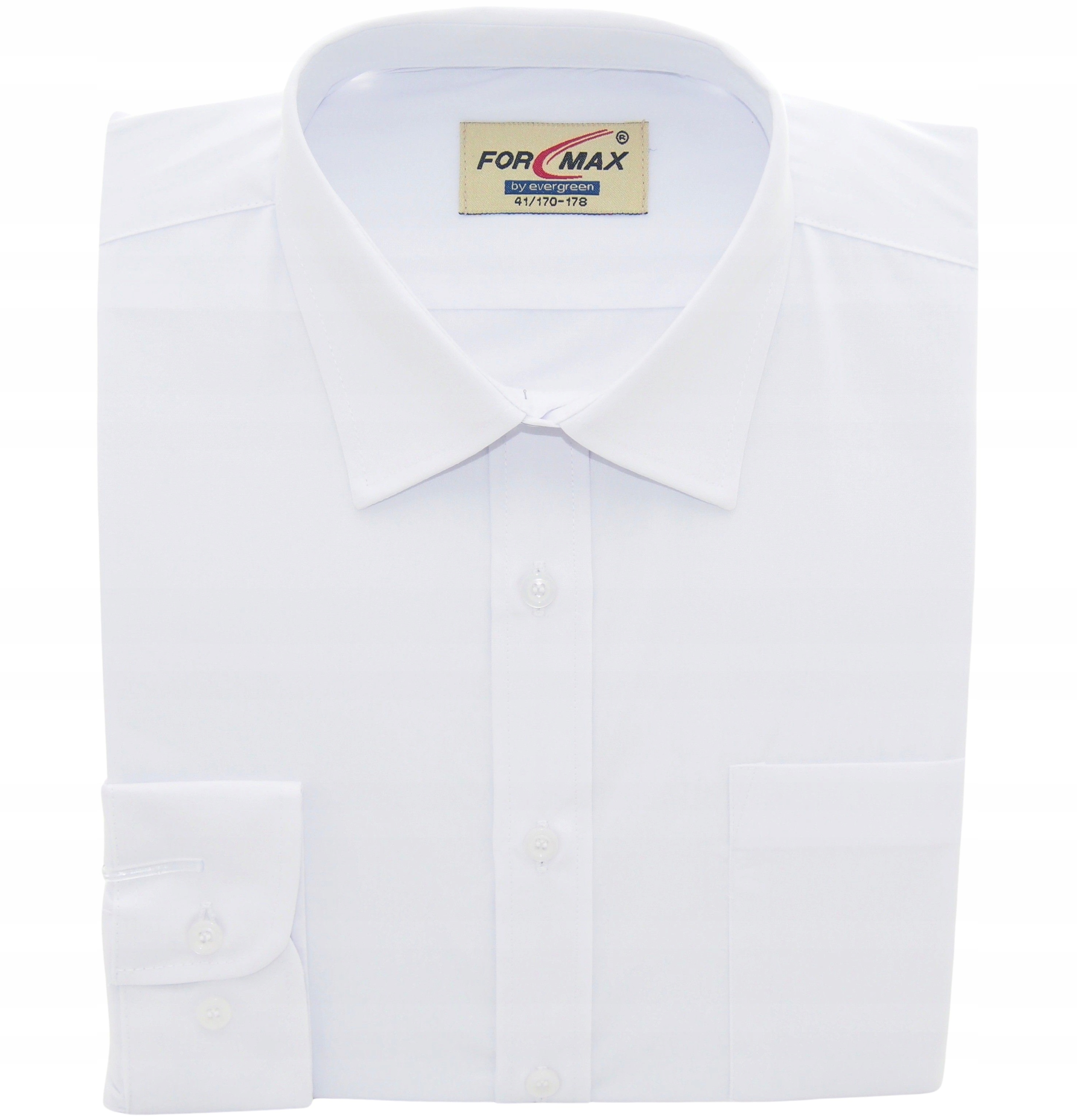 Biała Koszula Męska Duża Gładka Długi Rękaw 52 182-188 Fwb