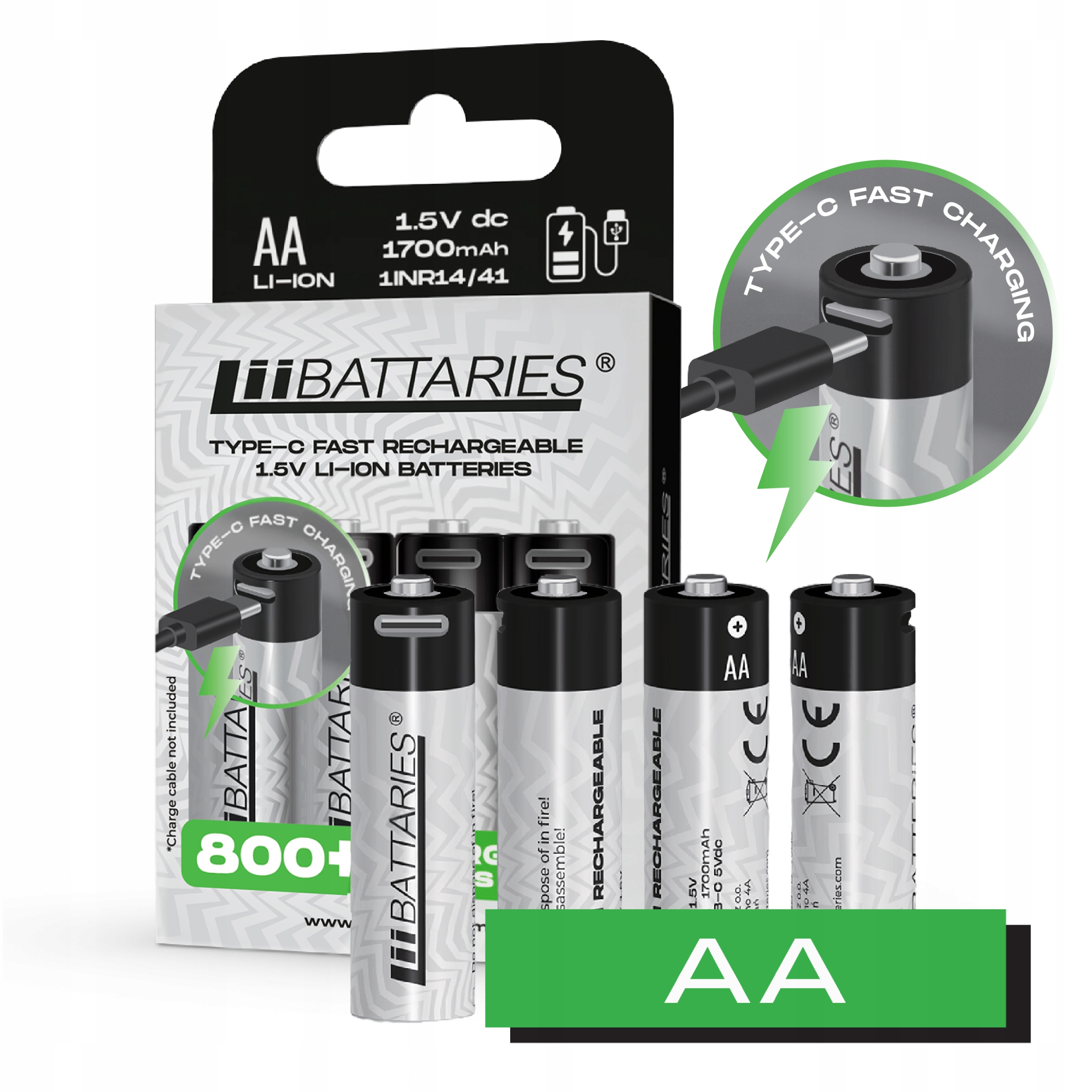 LiiBattaries Akumulator Bateria Litowo-jonowa Aa 4szt. Usb-c LiiBatteries