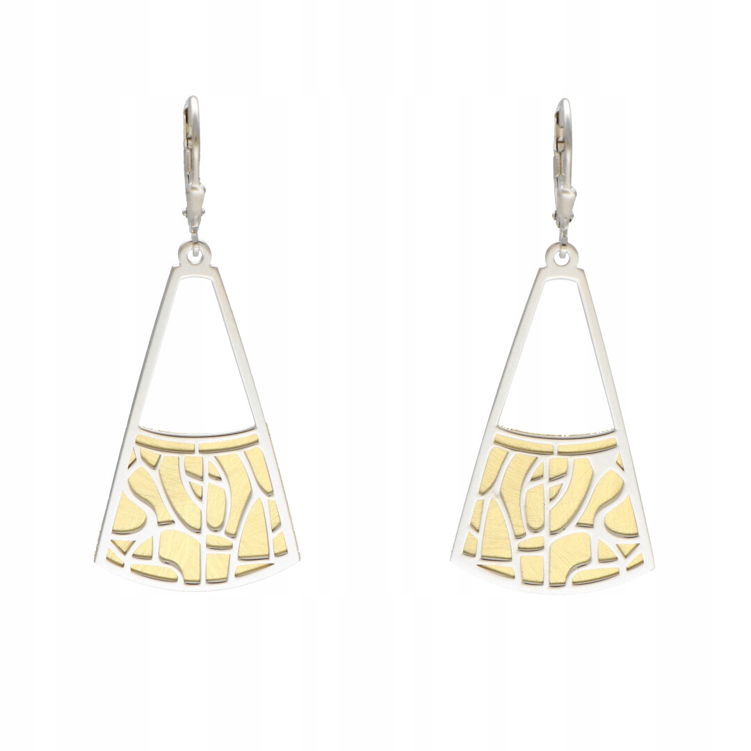 Náušnice trapézy saténové stříbro pozlacené