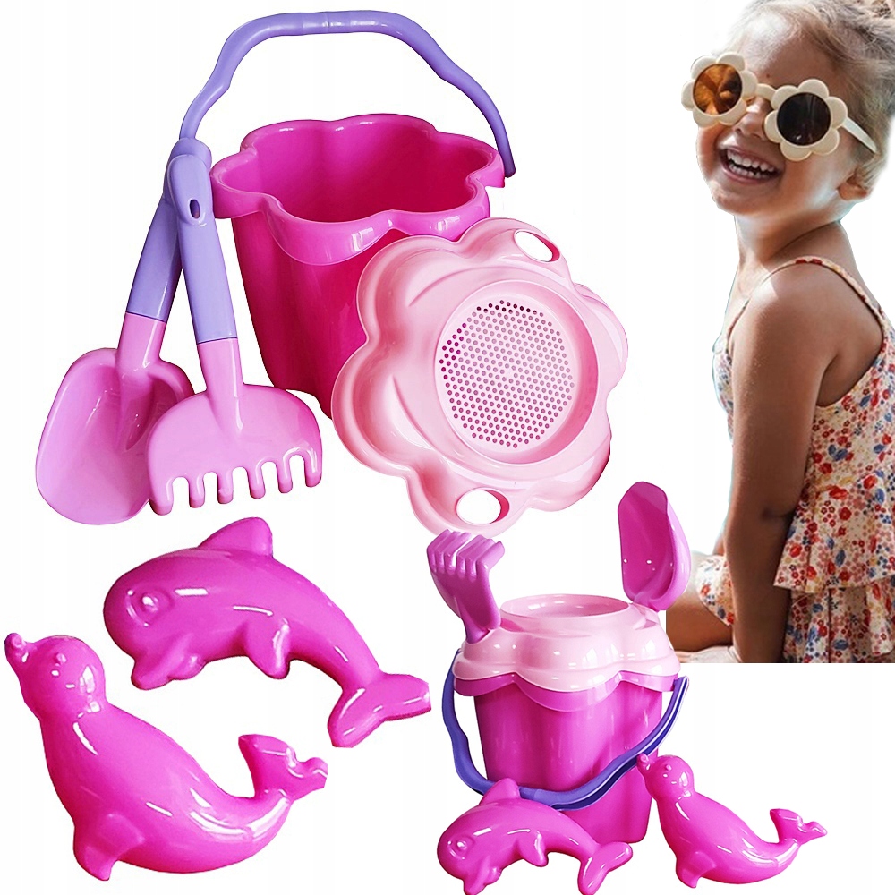 DUŻE WIADERKO KWIATEK + SITKO + GRABKI + ŁOPATKA + FOREMKI