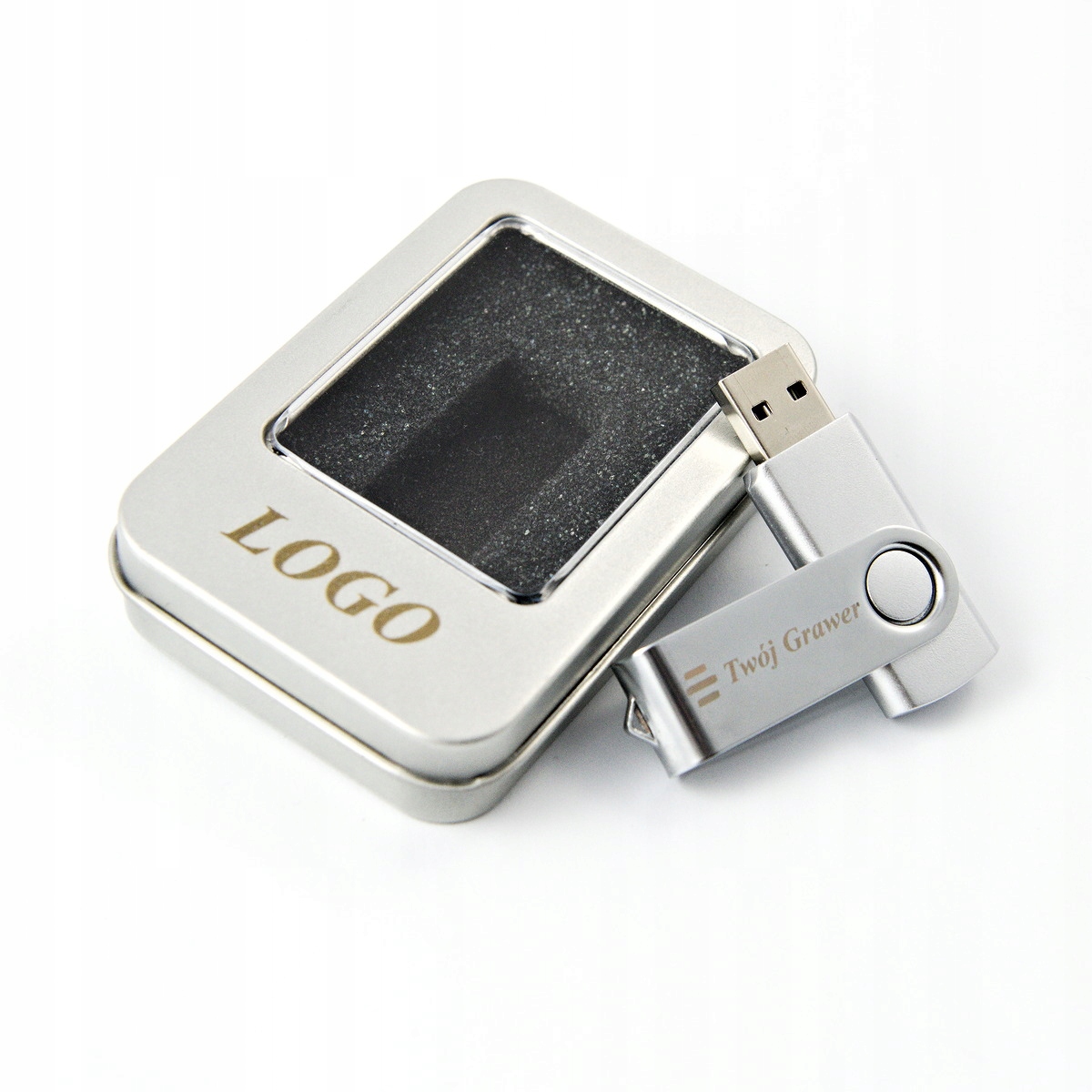 Pendrive 16 GB + Metalowe Pudełko + Grawer Pojemność 16 GB