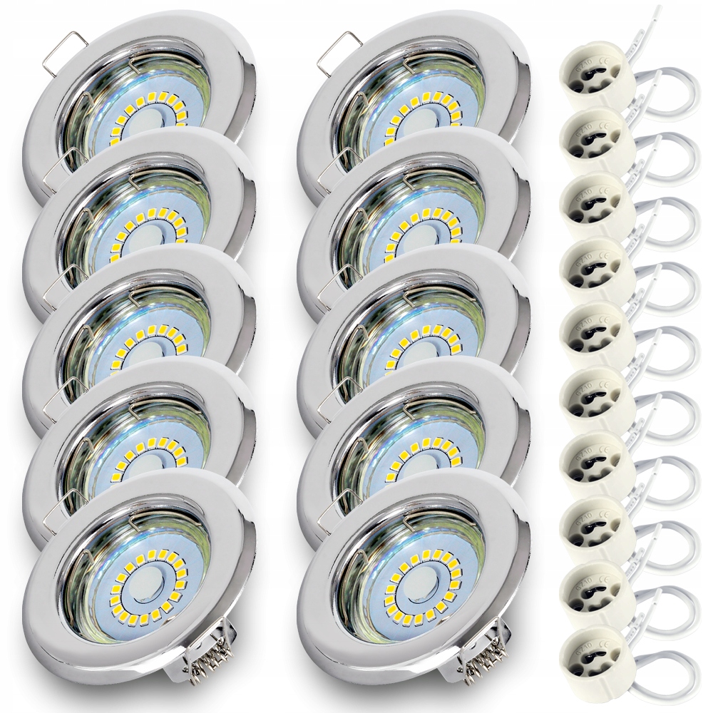 

Zestaw 10x Oczko halogen Chrom żar. Led GU10 5W