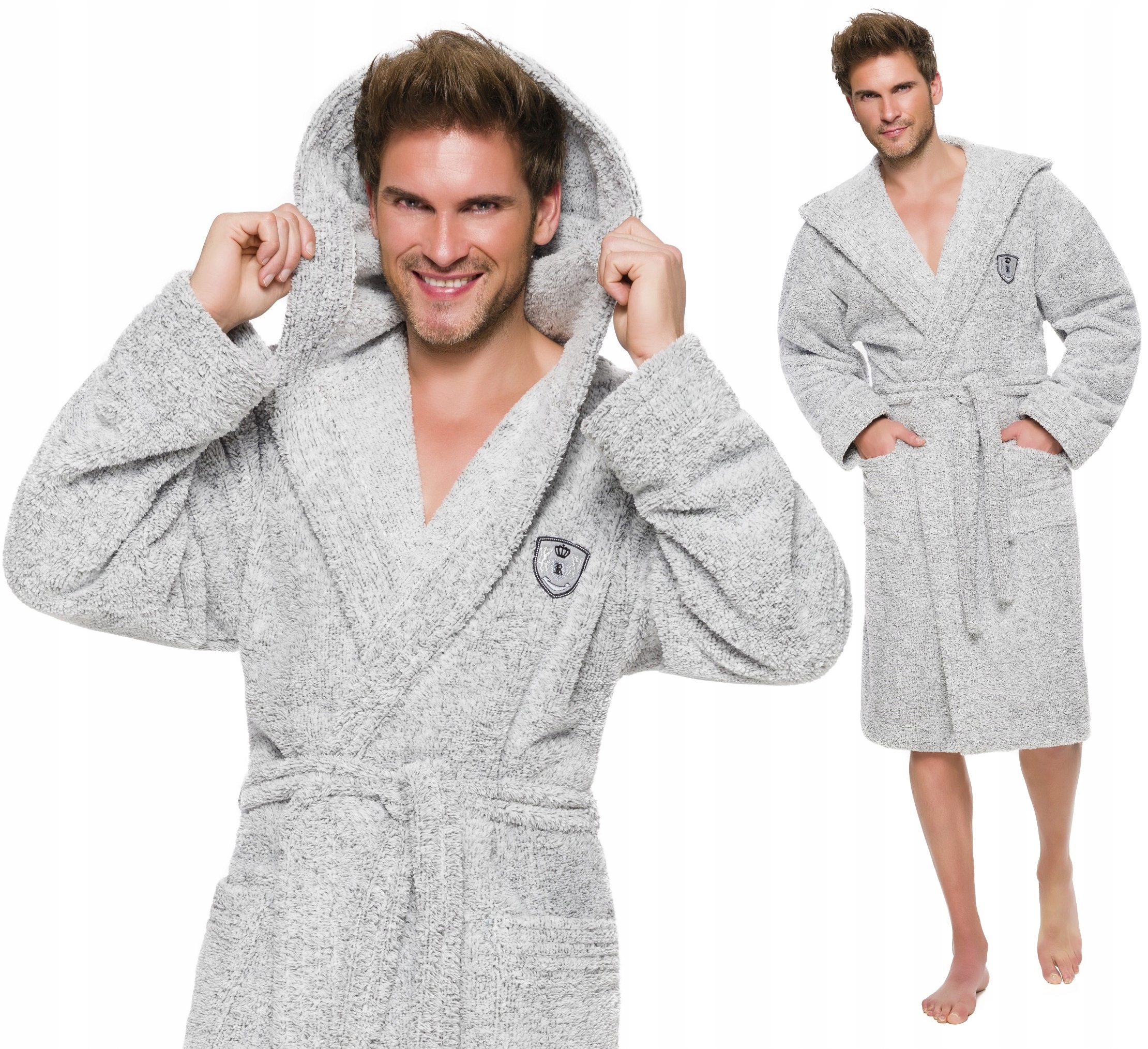 SPORTOWY WYJĄTKOWY SZLAFROK MĘSKI Z KAPTUREM M