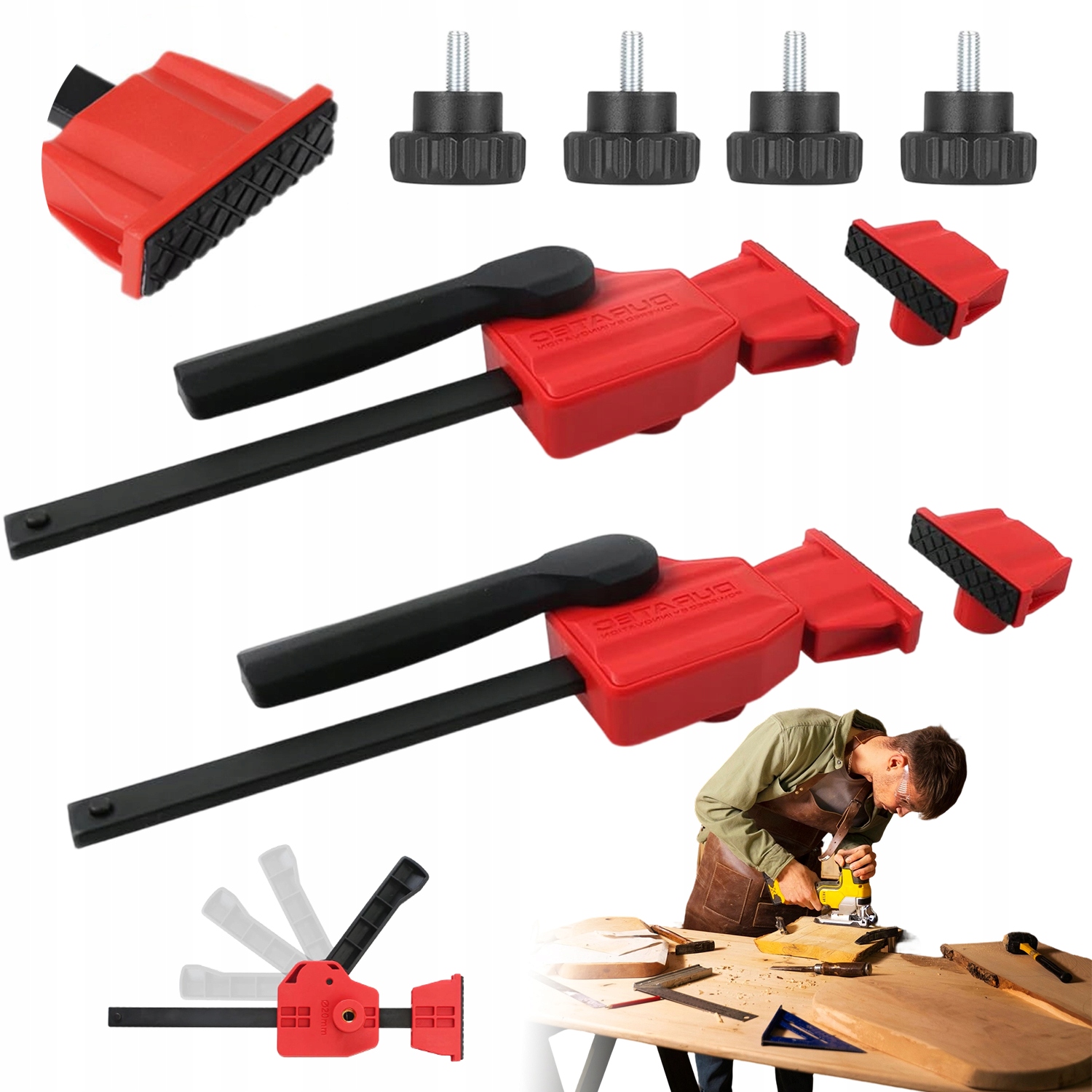 Sada 2 Truhlářských Svorek 20 MM, Síla 155 Liber Pro Frézování A Řezání