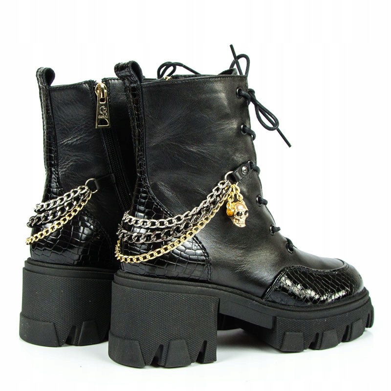 CARINII B8494 BOTKI TRAPERY SKÓRA LICO CZARNE 40 Rozmiar 40