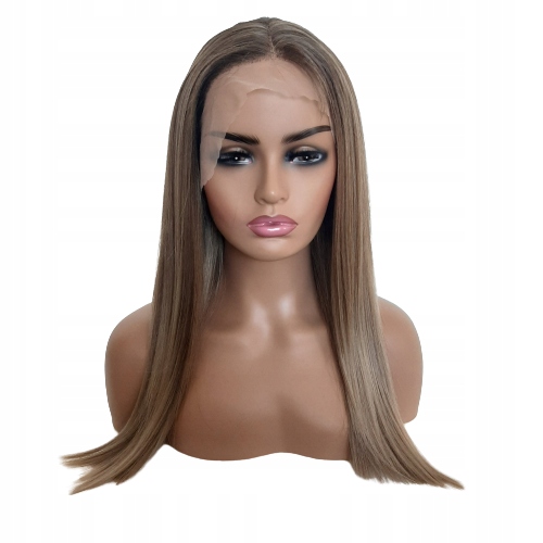 Paruka Lace Front hnědá blond hnědá 55 cm čepička Bonus