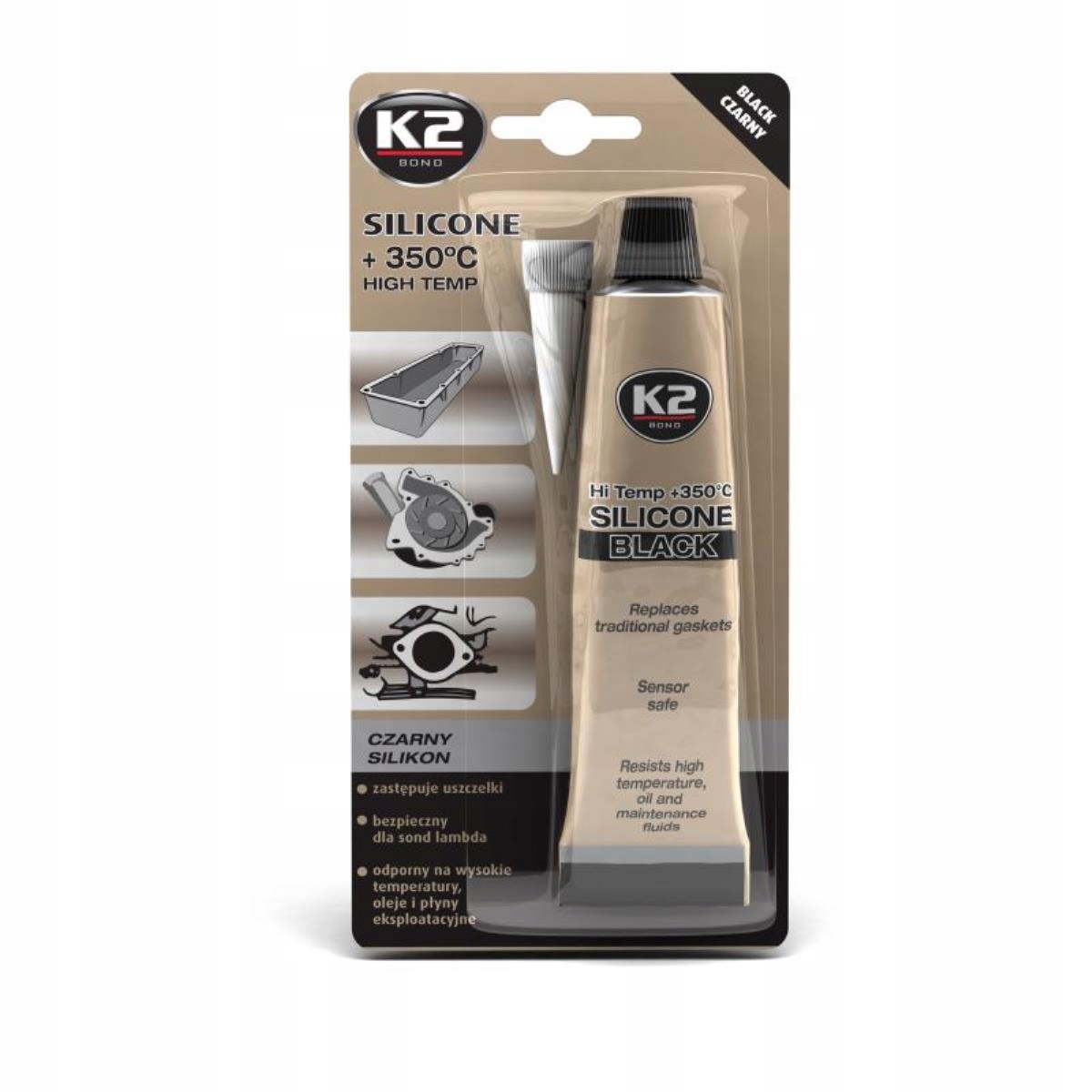 

K2 Czarny Silikon +350°C Uszczelka Tubka 85g
