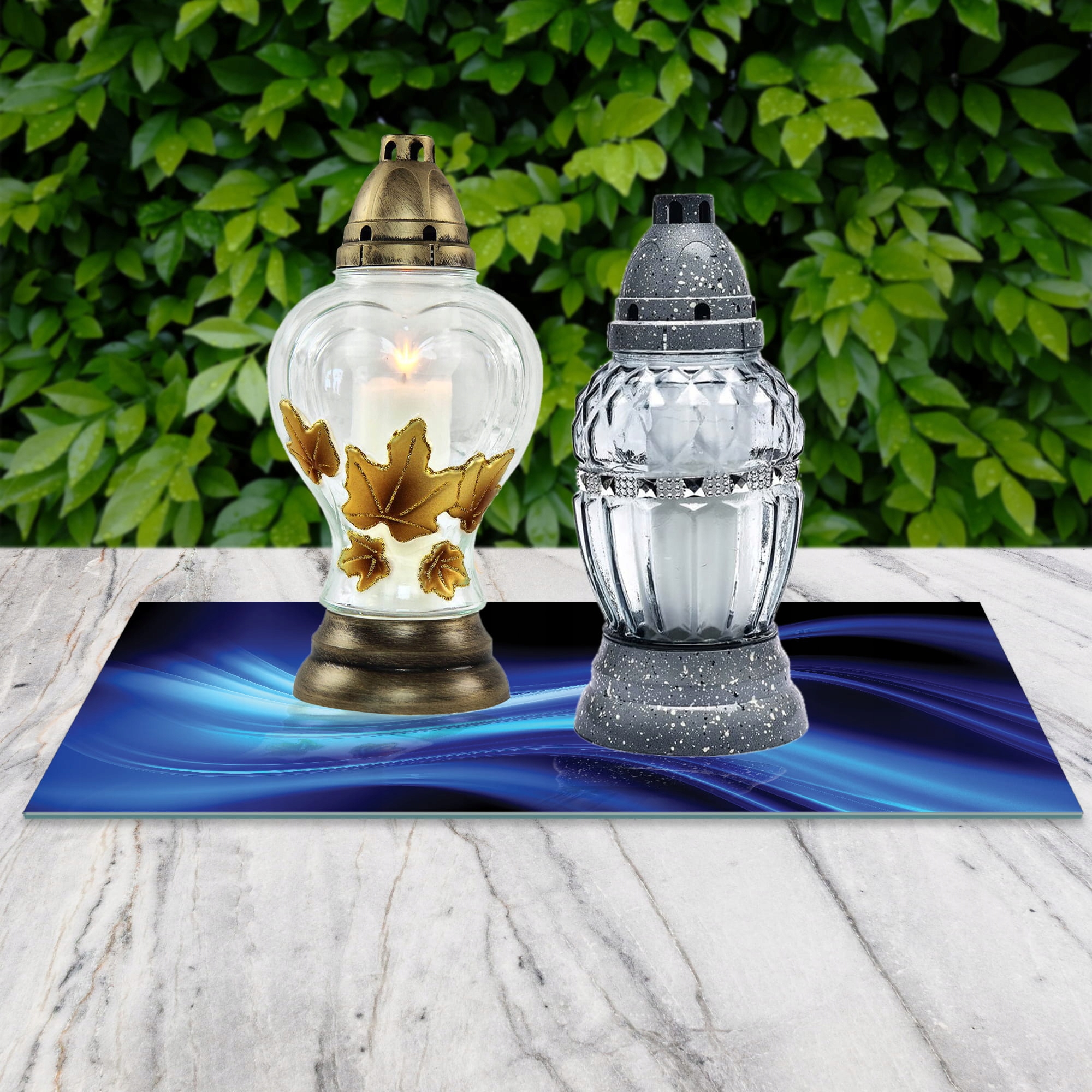 SZKLANA PODSTAWKA POD ZNICZE 60x20cm Fale 287c Marka inna