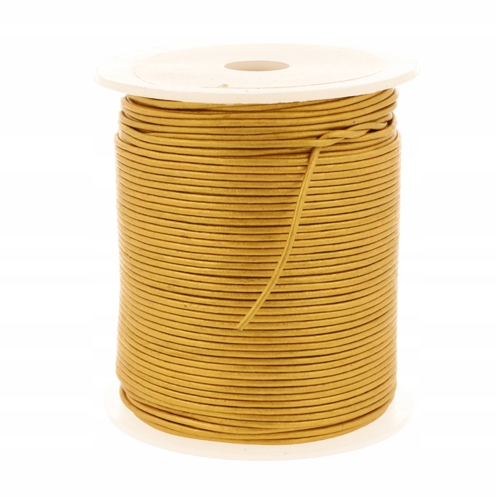 Řemínek Kůže průměr 1,5mm Zlatý 25 metrů