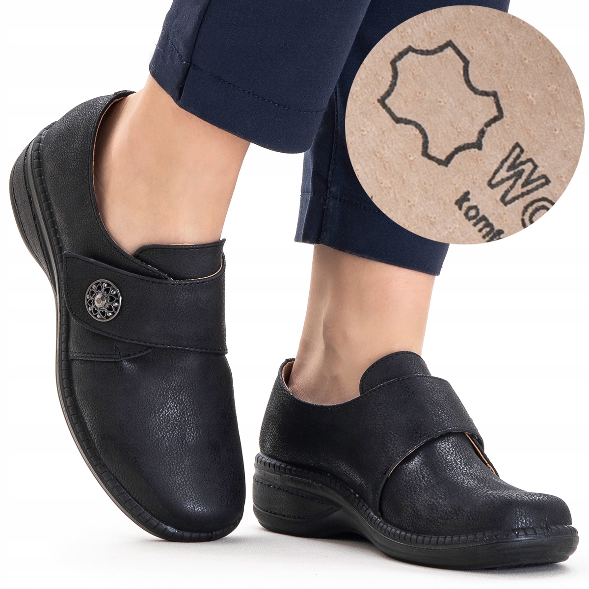 Polobotky dámské kožené lehké boty Tuhost H měkké Suchý Zip Wojtyłko 41