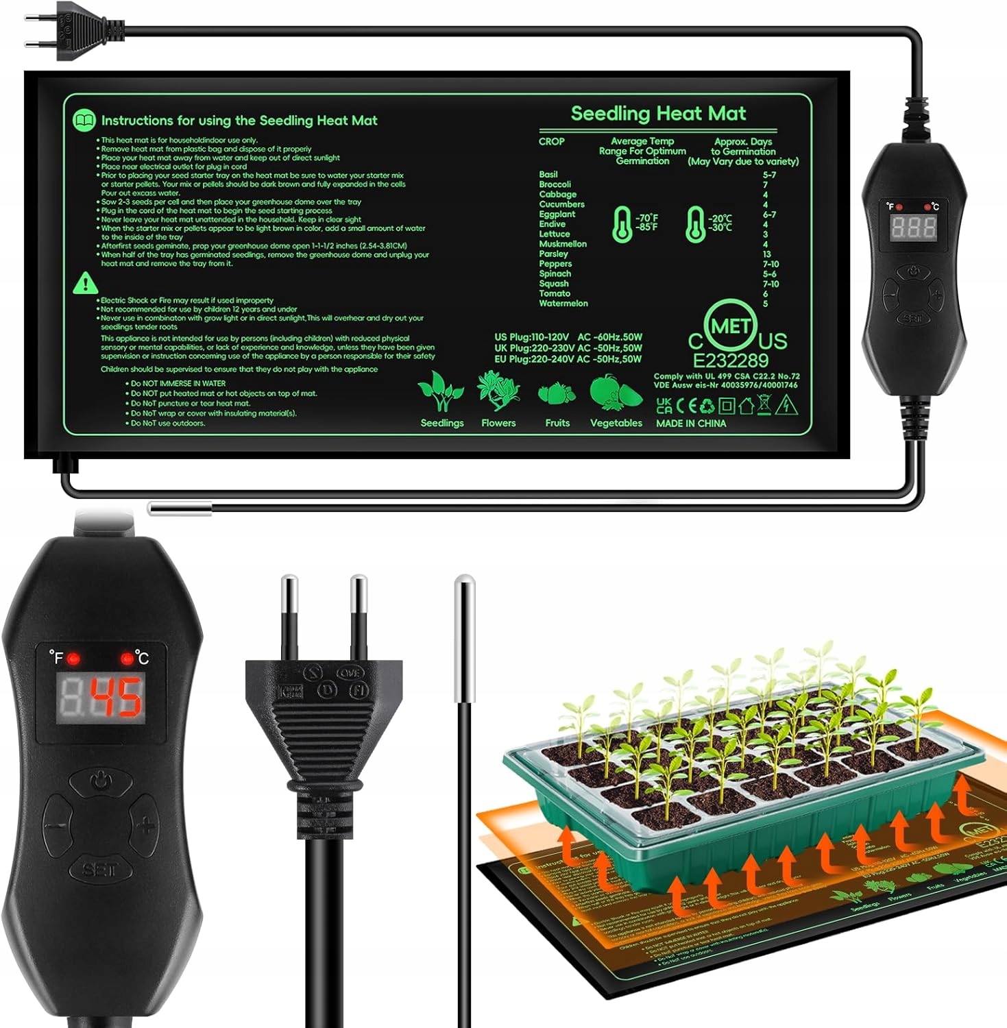 Levně Topný Rohož S Termostatem Pro Terárium Rostlin A Sazenic 52x24 cm