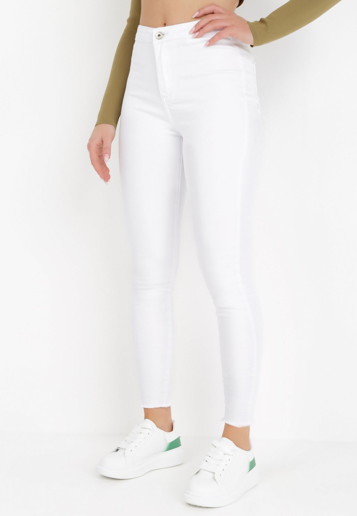 

Born2Be Białe Spodnie damskie 42 Skinny Gładkie