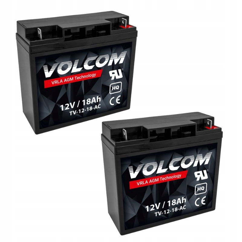 2X akumulátor Agm 12V 18Ah Volcom (rozmer 17Ah 20Ah) Ups solárny alarm na bicykli