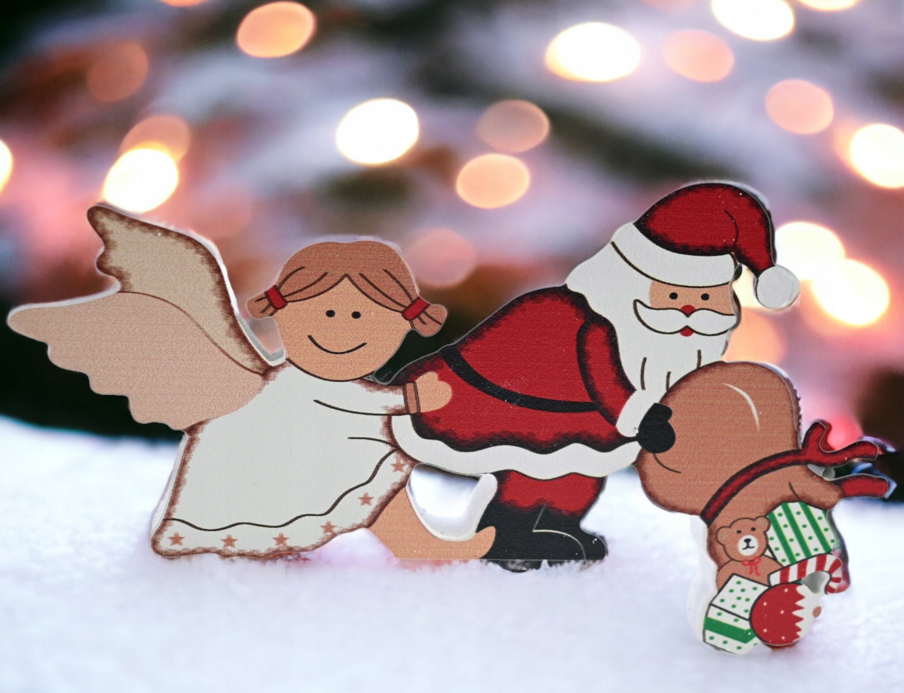 FIGURKA MIKOŁAJ ANIOŁEK DREWNIANA OZDOBA ŚWIĄTECZNA DEKORACJA DOMU Marka Midex