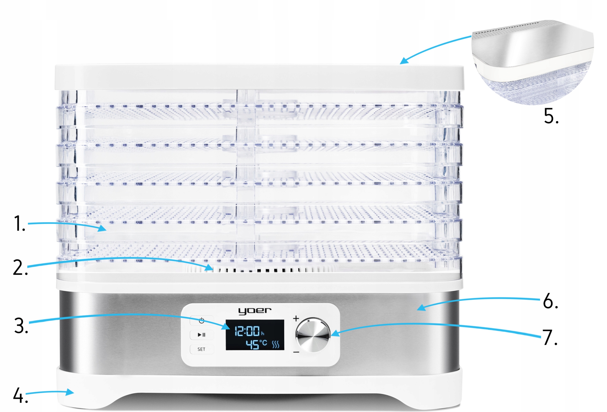 Suszarka do Grzybów OWOCÓW Warzyw Yoer Timer INOX Marka Yoer