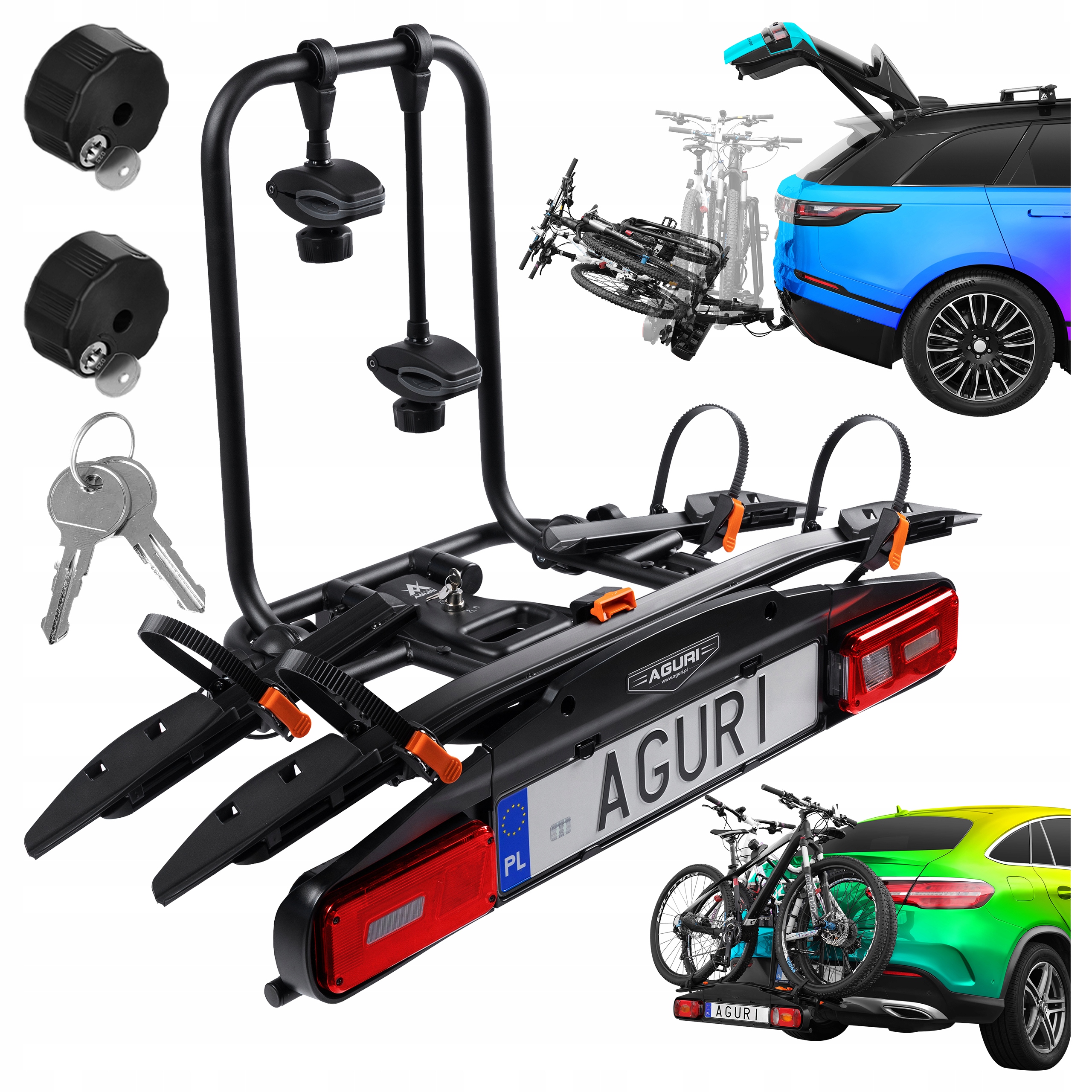 BAGAŻNIK ROWEROWY AGURI ACTIVE BIKE NA HAK PRO CZARNY PLATFORMA 2 ROWERY