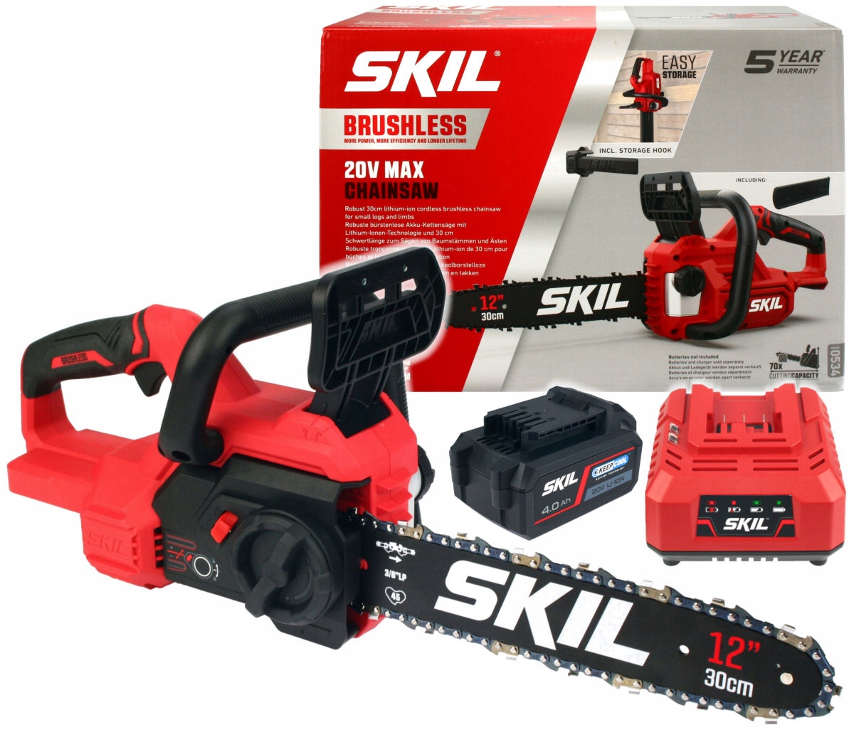 

Akumulatorowa Piła Łańcuchowa 30cm 20V Skil 4,0Ah