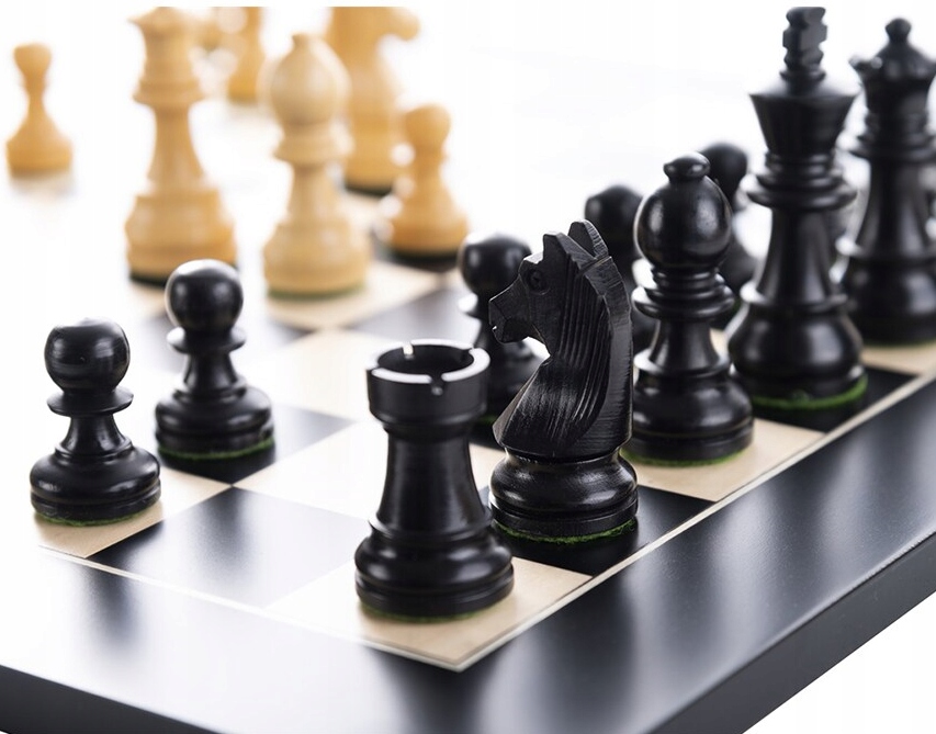 Wyjątkowy, ekskluzywny zestaw SZACHY TURNIEJOWE deska 50x50 figury Staunton Producent Engelhart