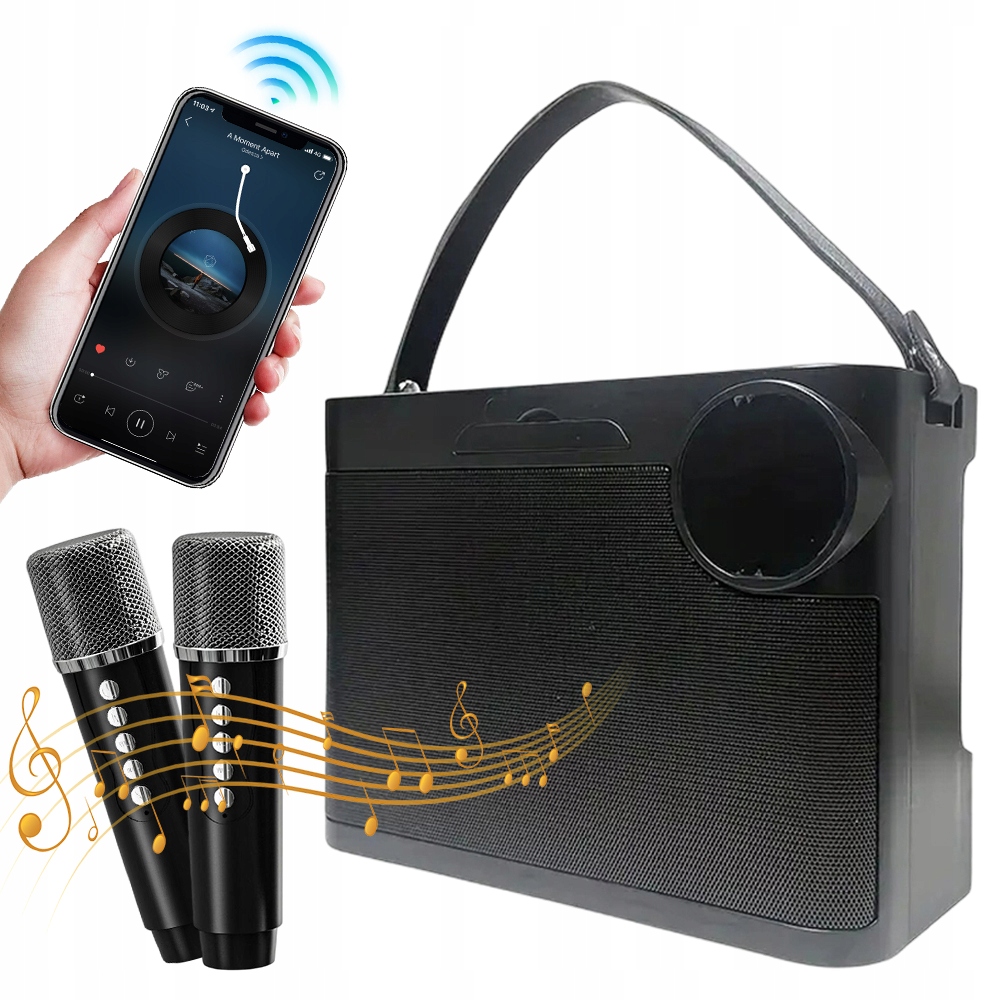 Duální Mikrofon Karaoke Reproduktor Bluetooth S Baterií 2000 Mah Pro 4 Hodiny Zábavy