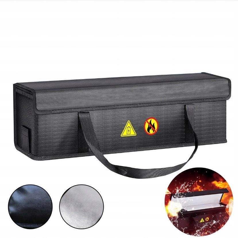 Torba Pokrowiec na Akumulator 49x15x15cm Antywybuchowa z Paskiem na Rzep