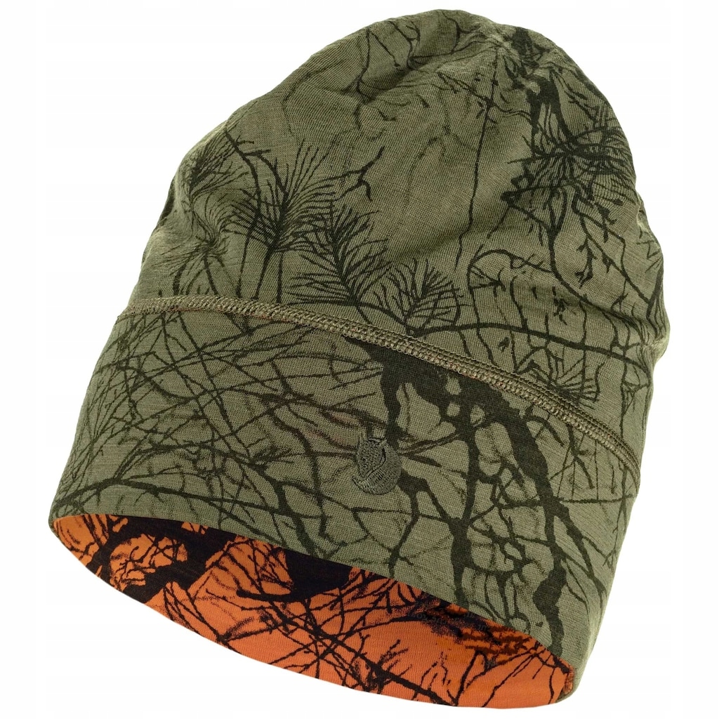Čepice Fjallraven Lappland Beanie Green Camo/Orange Multi Camo