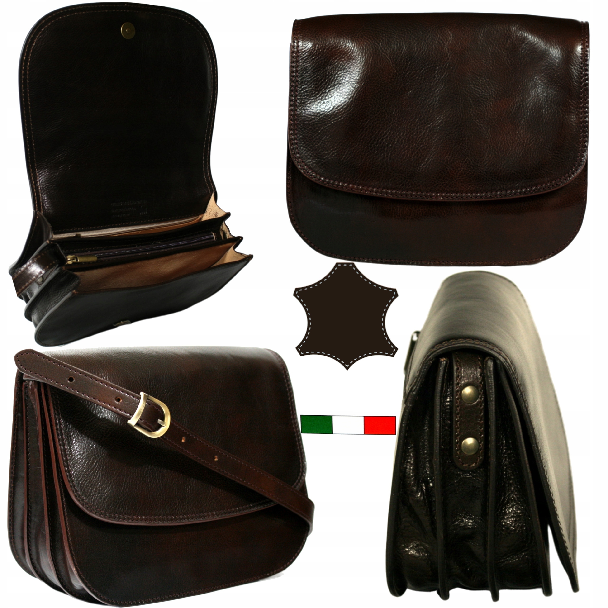 Dámská velká italská kabelka přes rameno hnědá kožená vintage