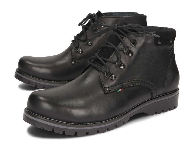 KOZAKI MĘSKIE OBUWIE ZIMOWE SKÓRA 359 CZARNY 43 Rozmiar 43